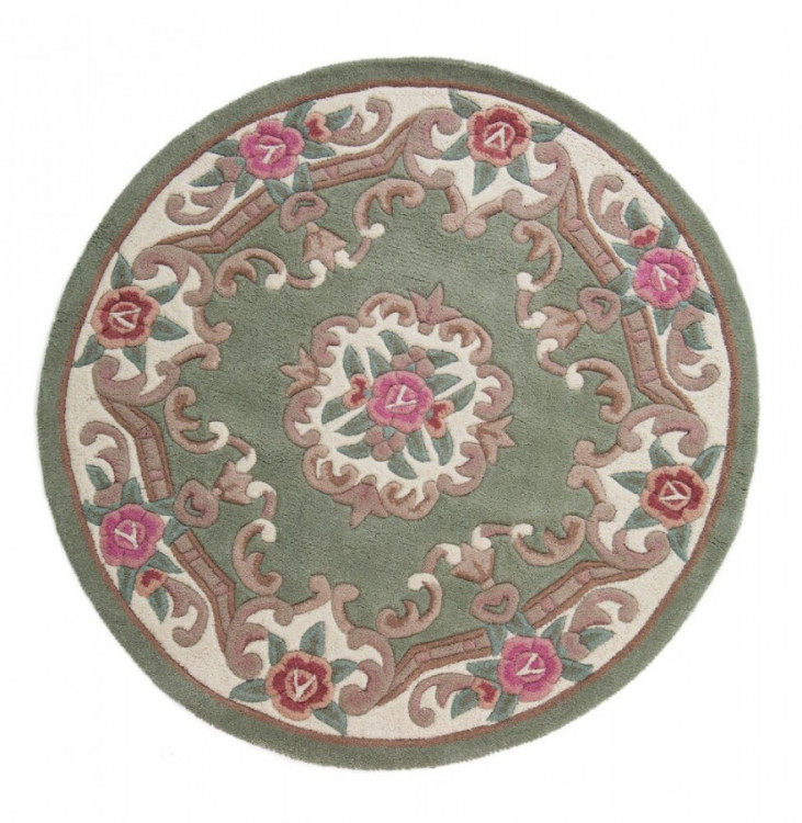 Ručně všívaný kusový koberec Lotus premium Green kruh č.1