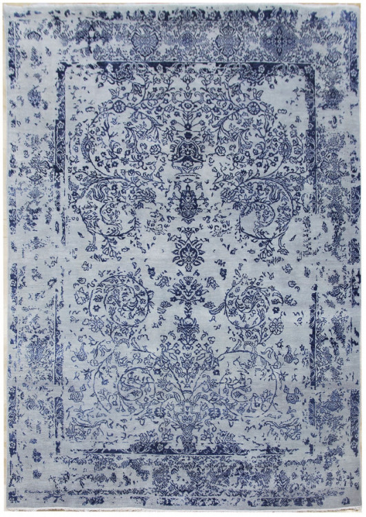 Ručně vázaný kusový koberec Diamond DC-JK ROUND Silver/peacock blue č.1