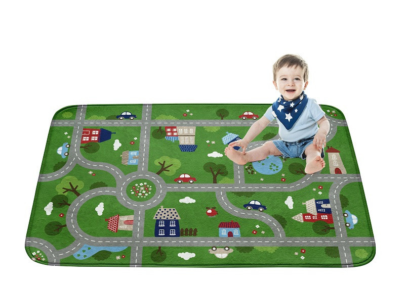 Dětský koberec Ultra Soft Silnice zelený 130x180 cm č.1