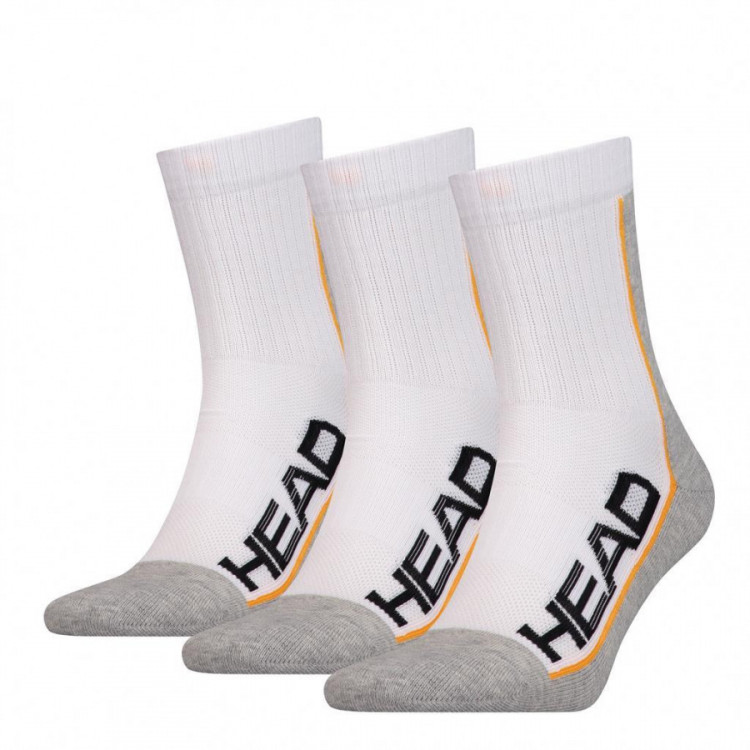 Sportovní set 3 ks ponožky HEAD STRIPE bílé č.1