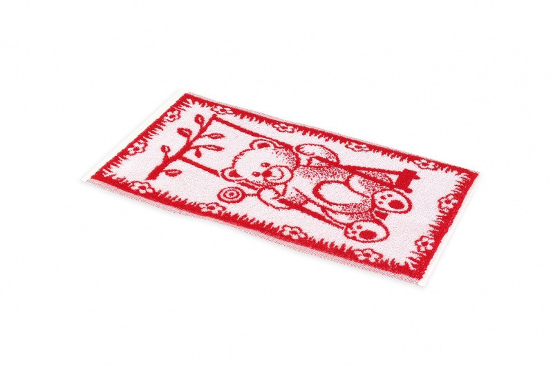 Dětský žakárový ručník MEDVÍDEK 28x50 cm červený č.1