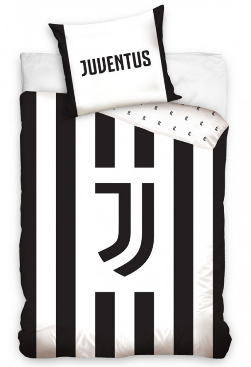 Povlečení bavlna FC Juventus White Stripes 140x200 cm + 70x90 cm č.1