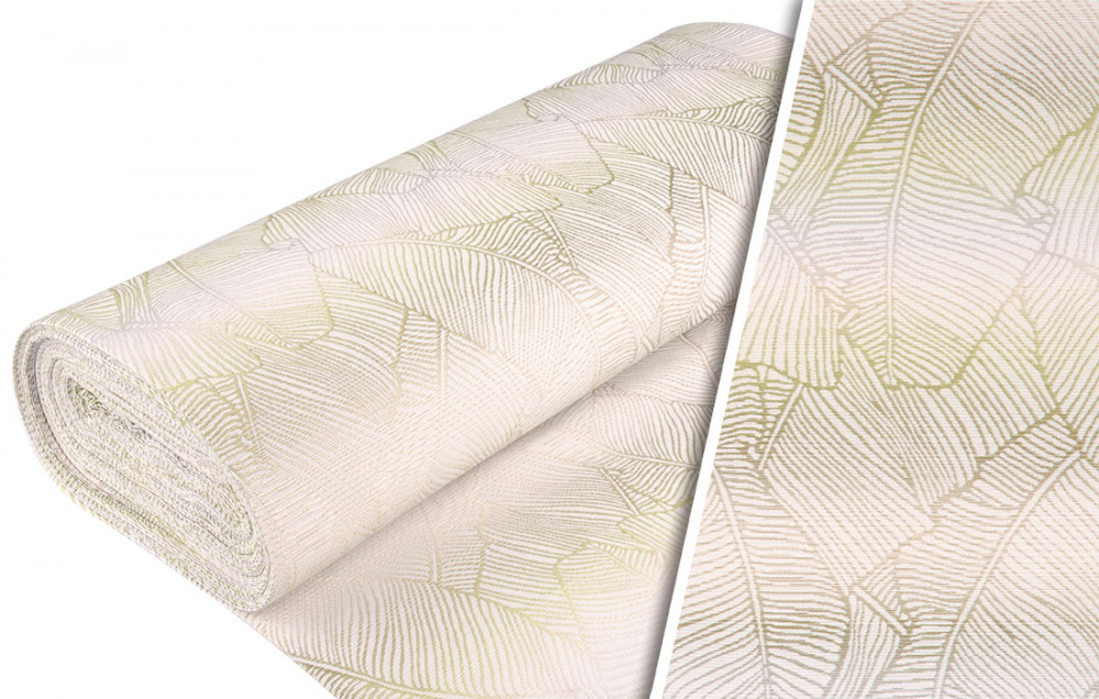 Dekorační tkanina BRIL LIST  zeleno-šedá šíře 140 cm č.3