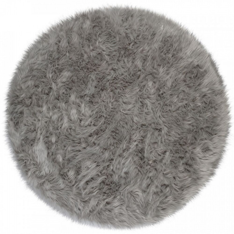 Kusový koberec Faux Fur Sheepskin Grey kruh č.1