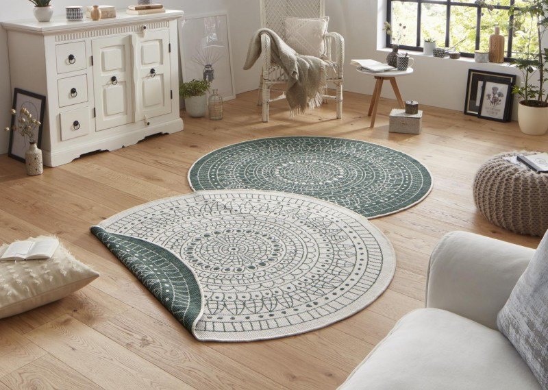 Kusový koberec Twin-Wendeteppiche 103103 creme grün kruh – na ven i na doma č.2