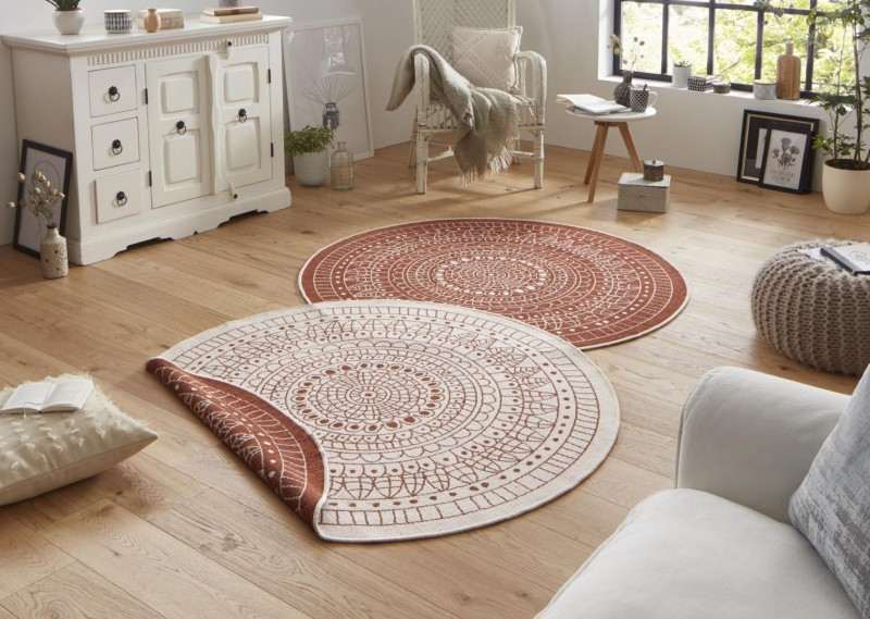 Kusový koberec Twin-Wendeteppiche 103102 creme terra kruh – na ven i na doma č.2