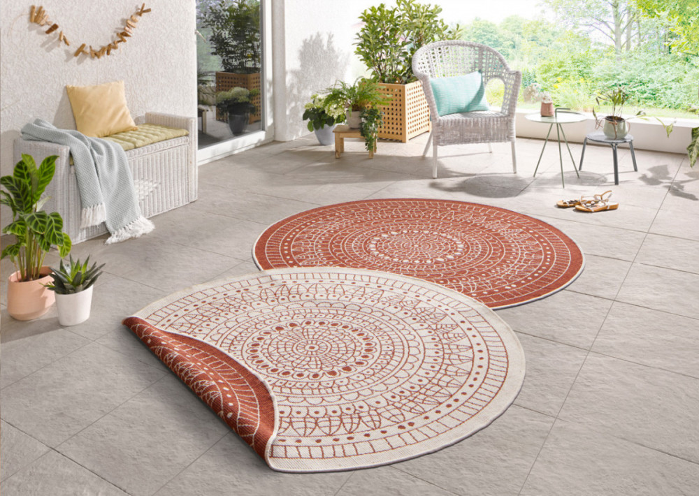 Kusový koberec Twin-Wendeteppiche 103102 creme terra kruh – na ven i na doma č.5