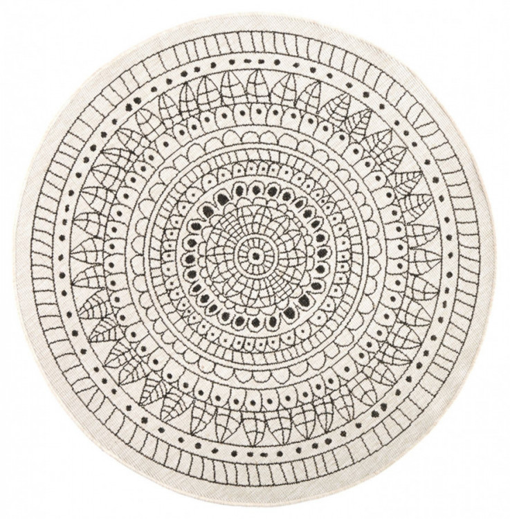 Kusový koberec Twin-Wendeteppiche 103101 creme schwarz kruh – na ven i na doma č.1