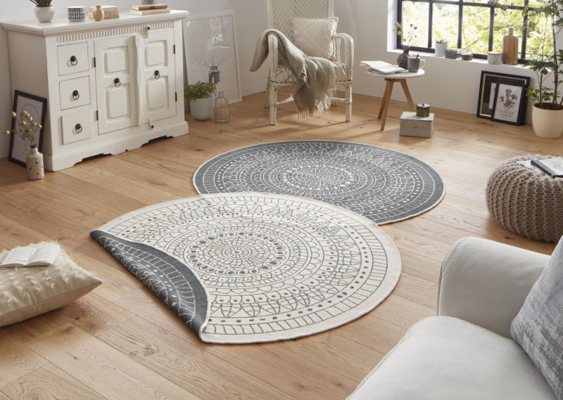 Kusový koberec Twin-Wendeteppiche 103143 creme grau kruh – na ven i na doma č.4