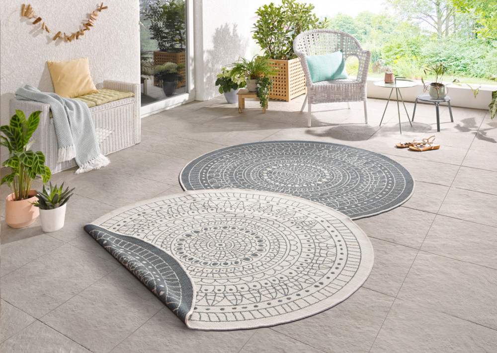 Kusový koberec Twin-Wendeteppiche 103143 creme grau kruh – na ven i na doma č.5