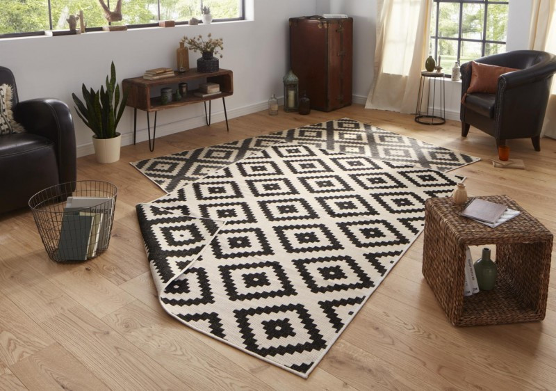 Kusový koberec Twin-Wendeteppiche 103129 schwarz creme – na ven i na doma č.2