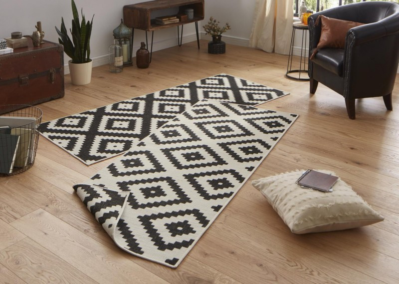 Kusový koberec Twin-Wendeteppiche 103129 schwarz creme – na ven i na doma č.3