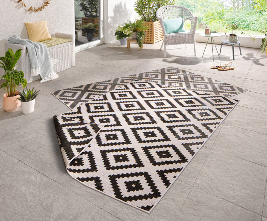 Kusový koberec Twin-Wendeteppiche 103129 schwarz creme – na ven i na doma č.8