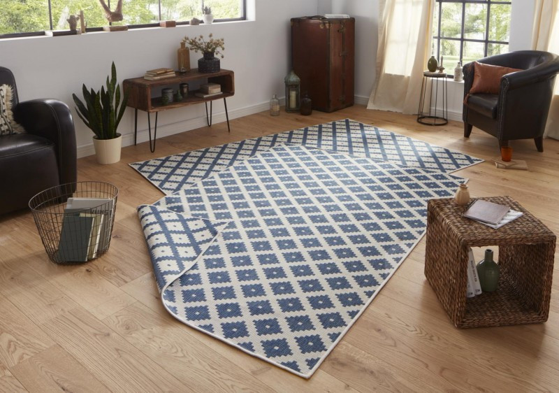 Kusový koberec Twin-Wendeteppiche 103128 blau creme – na ven i na doma č.2