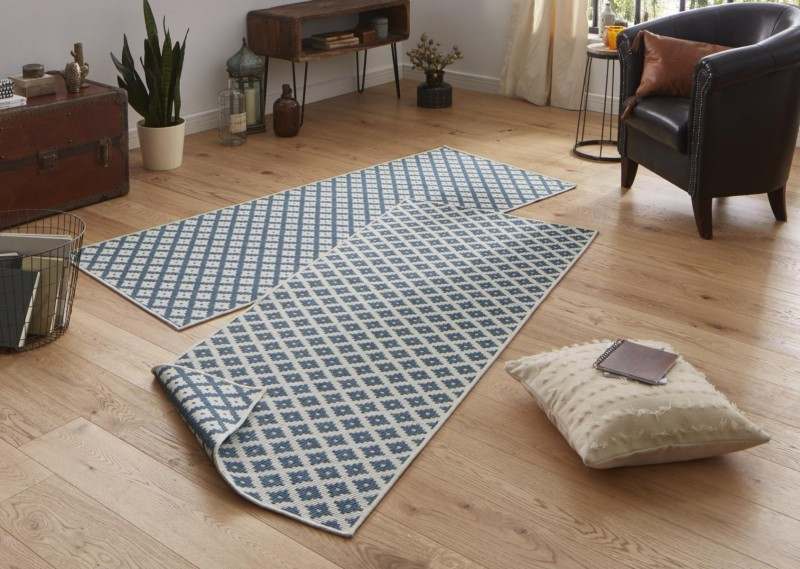 Kusový koberec Twin-Wendeteppiche 103128 blau creme – na ven i na doma č.3