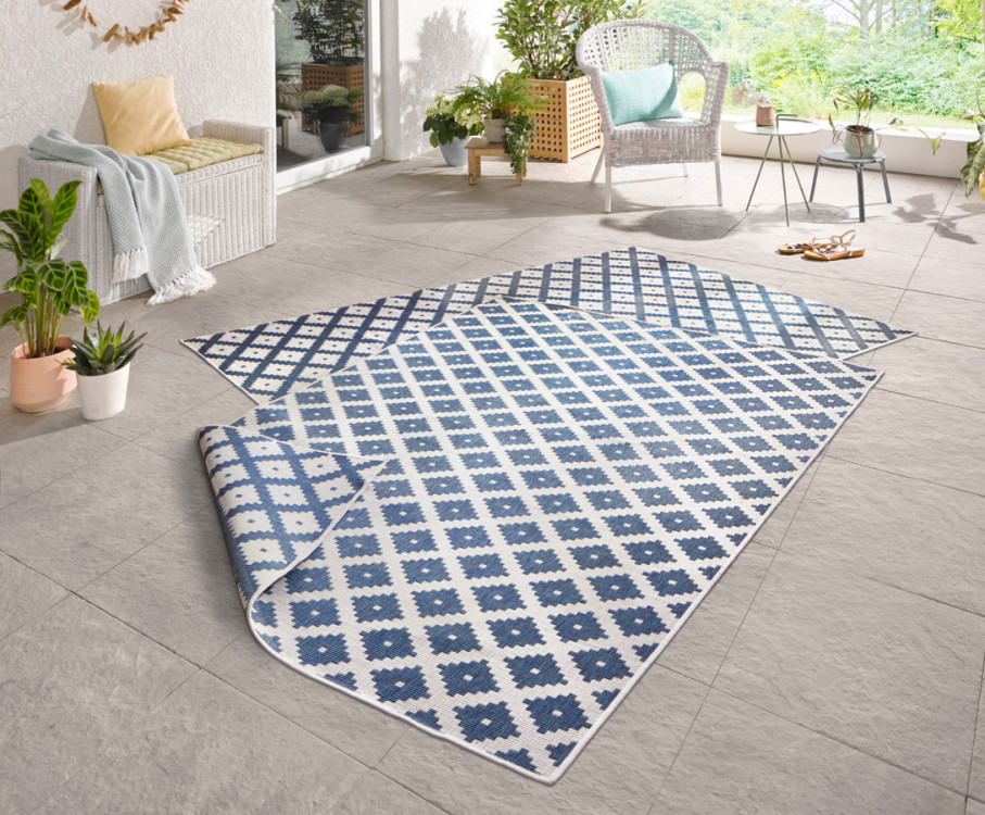 Kusový koberec Twin-Wendeteppiche 103128 blau creme – na ven i na doma č.9