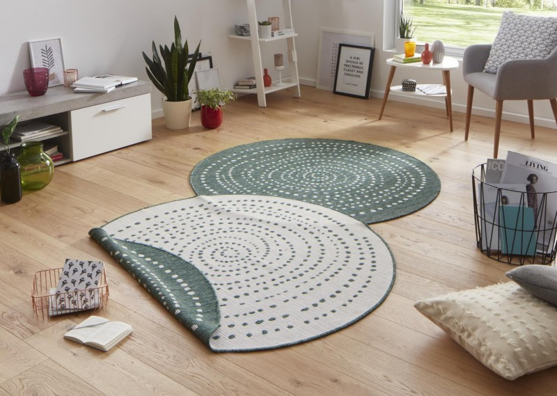 Kusový koberec Twin-Wendeteppiche 103111 grün creme kruh – na ven i na doma č.2