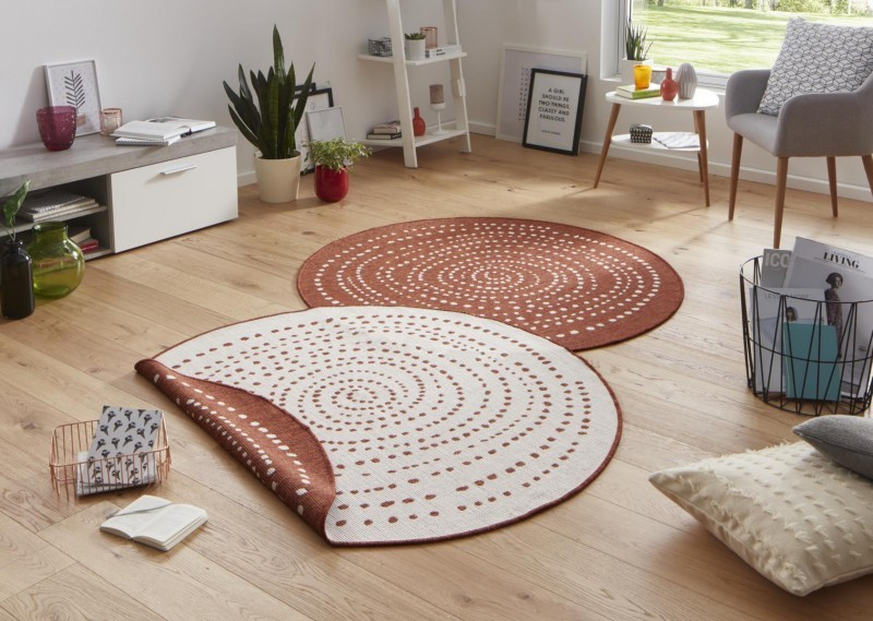 Kusový koberec Twin-Wendeteppiche 103110 terra creme kruh – na ven i na doma č.2