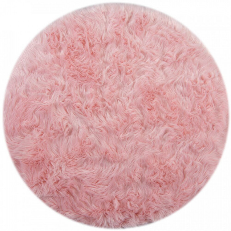Kusový koberec Faux Fur Sheepskin Pink kruh č.1