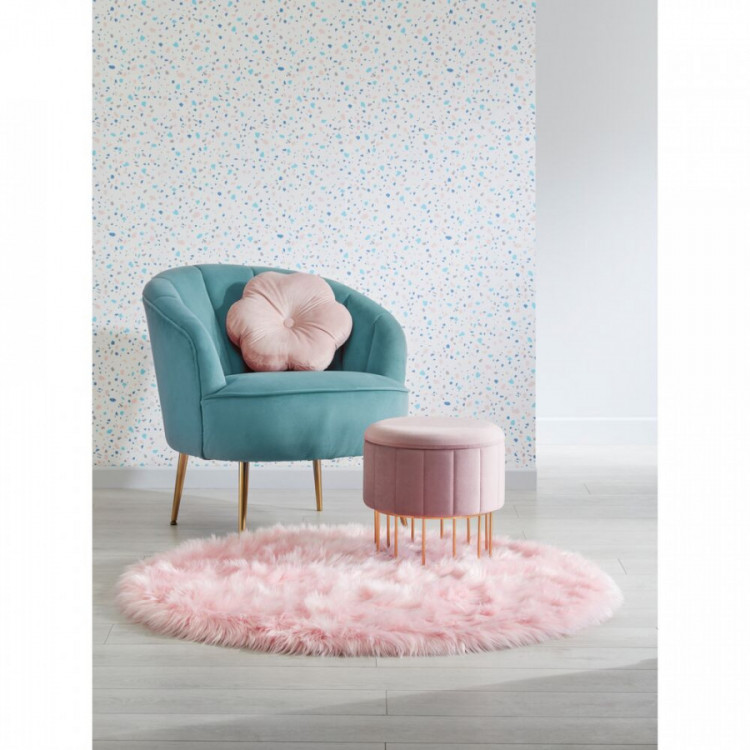 Kusový koberec Faux Fur Sheepskin Pink kruh č.2