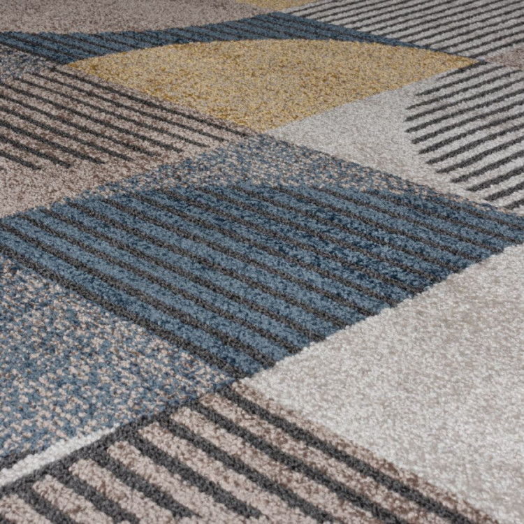 Kusový koberec Rio Retro Geo Blue/Ochre č.4