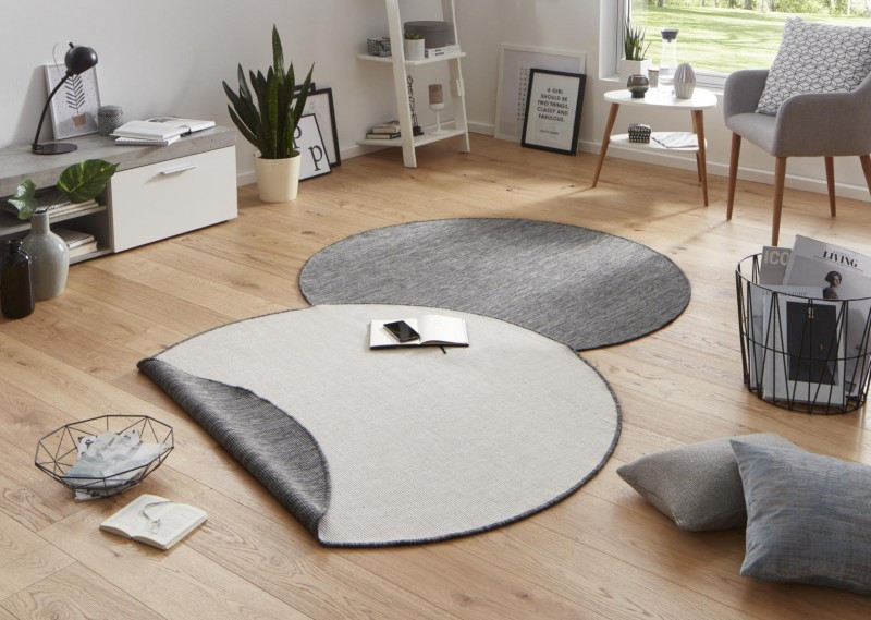 Kusový koberec Twin-Wendeteppiche 103097 grey cream kruh – na ven i na doma č.3